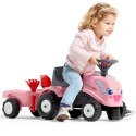 FALK Traktorek Baby Girly New Holland Różowy z Przyczepką + akc. od 1 roku