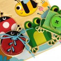 Tooky Toy Drewniana Tablica Edukacyjna Sorter Trening Ćwiczenia Sznurek Guzik Klamerka