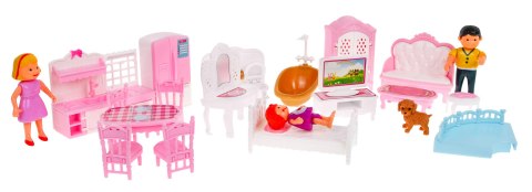 Interaktywny rozkładany domek z figurkami dla dzieci 3+ Zabawa w dom 4 pokoje