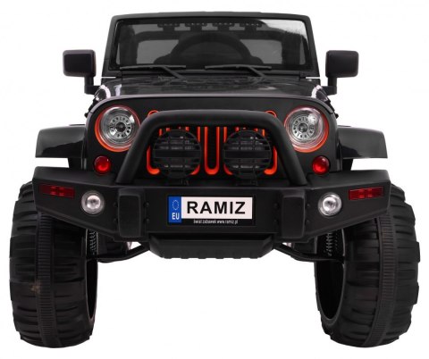Auto na akumulator All Terrain dla dzieci Czarny Terenówka typu jeep + Pilot + Światła Dźwięki