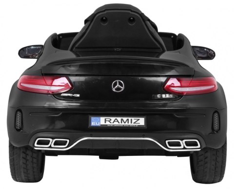 Mercedes Benz C63 AMG dla dzieci Czarny + Pilot + 5-pkt pasy + EVA + Bagażnik + MP3 LED