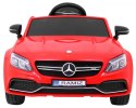 Mercedes Benz C63 AMG dla dzieci Czerwony + Pilot + 5-pkt pasy + EVA + Bagażnik + MP3 LED