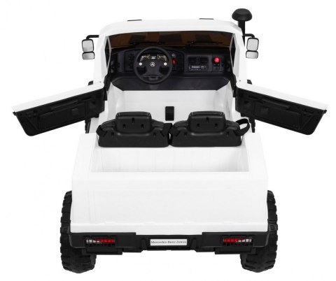 Auto na akumulator Mercedes-Benz Zetros dla dzieci Biały + 2-osobowy + Bagażnik + Pilot