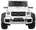 Auto Mercedes G63 6x6 MP4 dla dzieci Biały + 2 Pedały gazu + Regulacja siedzenia + MP4 + LED + Bagażnik + Kufer dla rodzica
