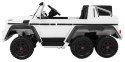 Auto Mercedes G63 6x6 dla dzieci Biały + 2 Pedały gazu + Regulacja siedzenia + Audio LED + Bagażnik + Kufer dla rodzica