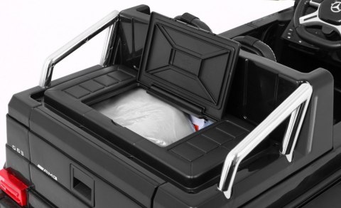 Auto Mercedes G63 6x6 dla dzieci Czarny + 2 Pedały gazu + Regulacja siedzenia + Audio LED + Bagażnik + Kufer dla rodzica