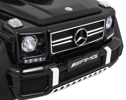 Auto Mercedes G63 6x6 dla dzieci Czarny + 2 Pedały gazu + Regulacja siedzenia + Audio LED + Bagażnik + Kufer dla rodzica