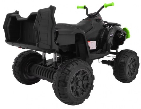 Quad XL ATV na akumulator dla dzieci Czarno-Zielony + Napęd 4x4 + Bagażnik + Wolny Start + EVA + Audio LED
