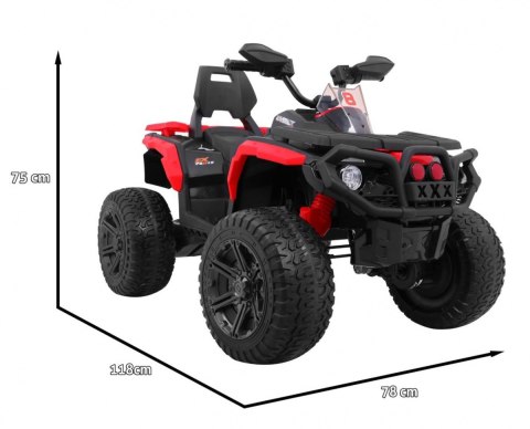 Quad Maverick 4x4 Elektryczny Pojazd dla dzieci Czerwony + Koła EVA + Panel audio + LED