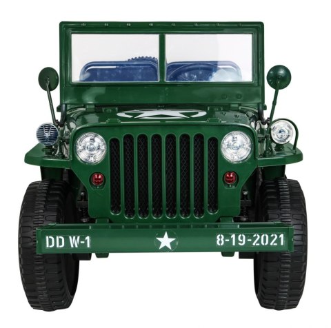 Autko Wojskowe Retro dla 3 dzieci Zielony Jeep Willys