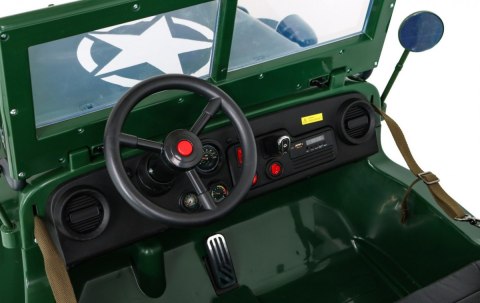 Autko Wojskowe Retro dla 3 dzieci Zielony Jeep Willys