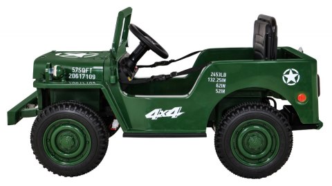 Autko Wojskowe Retro dla dzieci Zielony + Napęd 4x4 + Pilot + 2 Bagażniki