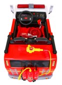 Wóz Straż Pożarna na akumulator dla dzieci + Armatka wodna + Megafon + Kogut strażacki + Pilot