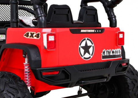 Autko terenowe Brothers na akumulator Czerwony + Pilot + Wolny Start + EVA + LED MP3