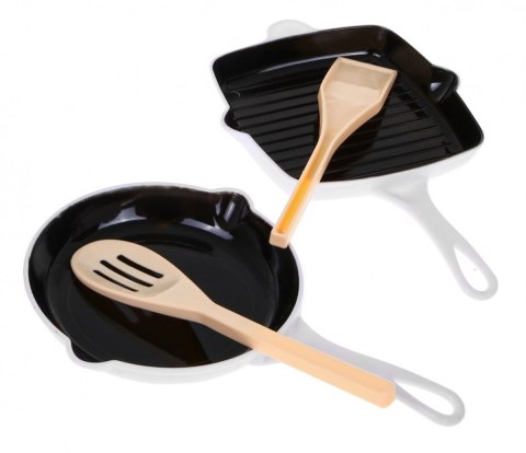 Zestaw 10 el. Garnków dla małego Kucharza 3+ Czerwony Zabawa w gotowanie + Akcesoria