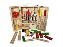 Zestaw majsterkowicza z Drewna dla dzieci 3+ Rozkładana walizka 37 el. + Narzędzia + Akcesoria