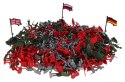 Duży zestaw Żołnierzyków 300 el. dla dzieci 3+ Figurki żołnierzy 3 kolory + 3 Flagi