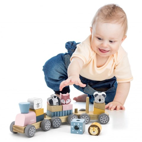 Kolejka z wagonikami i zwierzątkami do ciągania Viga Toys PolarB