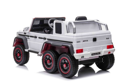Mercedes G63 AMG Autko na akumulator Biały + Pilot + 6 kół EVA + Wolny Start + MP3 LED