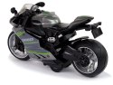 Motocykl Sportowy Szary Zielony Pasy 1:12 Napęd Pull-Back Dźwięk Światła
