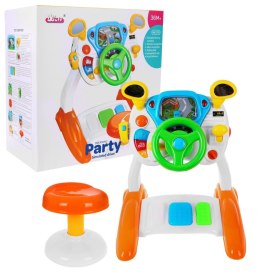 Interaktywny Symulator autka dla dzieci 3+ Dźwięki Światła + Kokpit + Kierownica + Pedały + Stołek