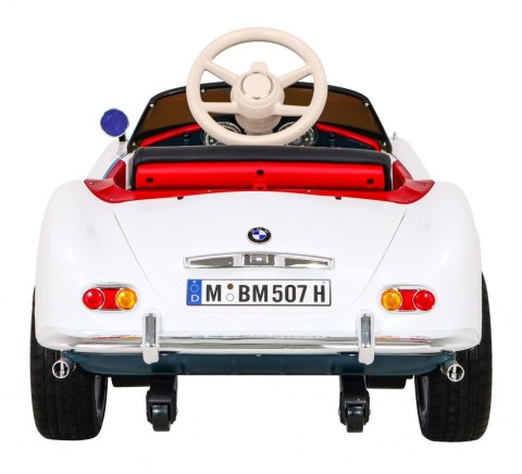 Autko BMW 507 Retro elektryczne dla dzieci Biały roadster