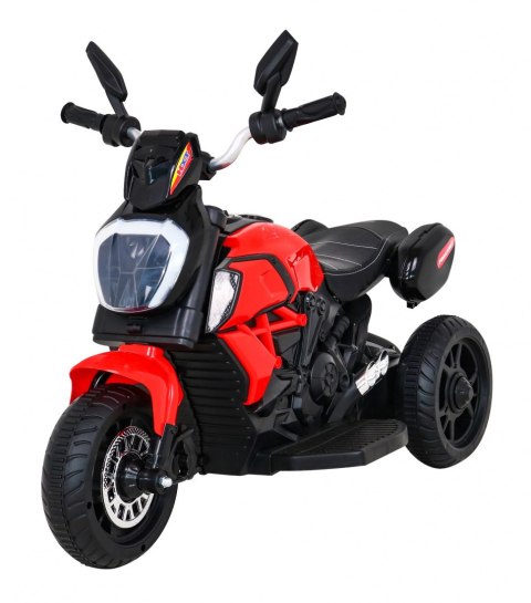 Motorek Fast Tourist na akumulator dla dzieci Czerwony + Audio + Światła + Ekoskóra