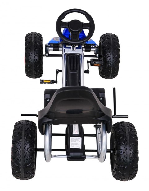 Duży Gokart Strong na pedały dla dzieci Niebieski + Obciążenie 100 kg + Koła EVA + Hamulec ręczny + Sportowy fotel