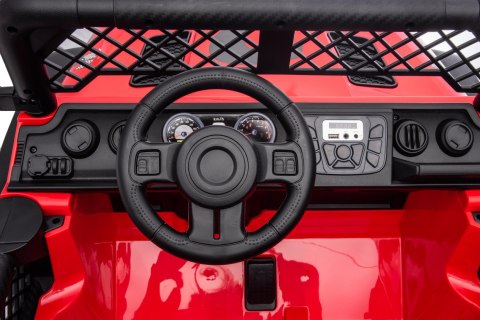 Autko terenowe Geoland Power dla 2 dzieci Czerwony + Pilot + Silniki 2x200W + Bagażnik + Radio MP3 + LED