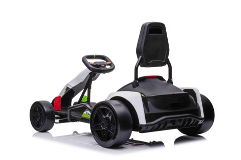 Gokart Fast 3 Drift na akumulator dla dzieci Biały + Funkcja driftu + Silniki 2x150W + Radio LED + Pasy