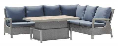 Zestaw mebli ogrodowych Royal Comfort techorattan szary + Duży Narożnik + Regulowany Stół + 13 Poduszek