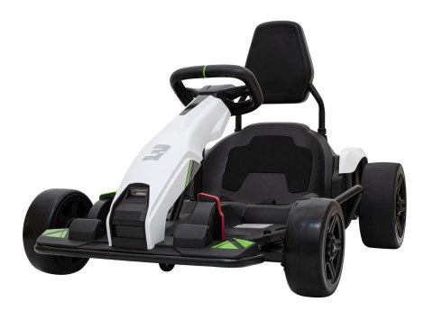 Gokart Fast 3 Drift na akumulator dla dzieci Biały + Funkcja driftu + Silniki 2x150W + Radio LED + Pasy