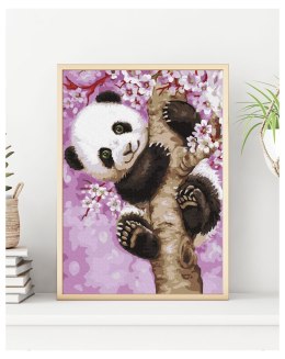 Malowanie po numerach Figlarna Panda 30x50 Płótno + Farby + Pędzle
