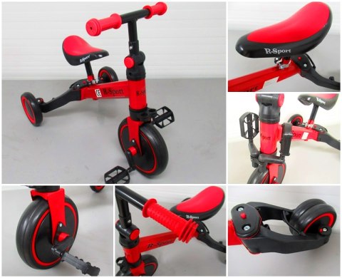 Rowerek biegowy P8 CZERWONY R-Sport +pedała wielofunkcyjny