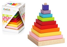Drewniana Piramida Nakładanie Kolorowych Kwadratów 13357