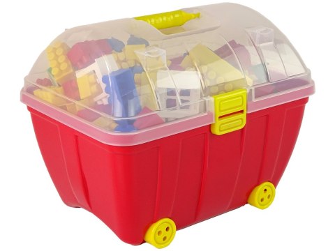 Kuferek Mały z Kolorowymi Klockami K2 180 Elementów Czerwony