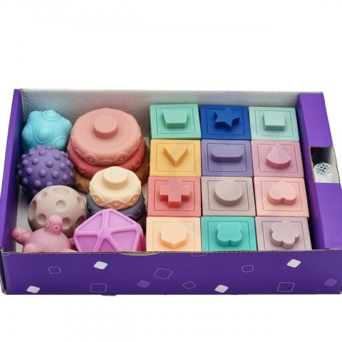 WOOPIE Klocki Sensoryczne Układanka do Ściskania Wody Dźwięk Nauka Liczenia 23 el.