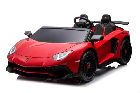 Auto Lamborghini Aventador SV na akumulator dla 2 dzieci Czerwony + Pilot 2,4 GHz + Pianka EVA + Audio LED
