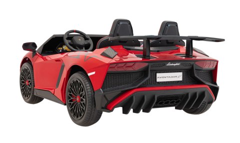 Auto Lamborghini Aventador SV na akumulator dla 2 dzieci Czerwony + Pilot 2,4 GHz + Pianka EVA + Audio LED