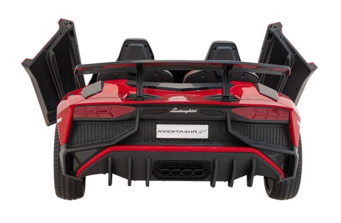 Auto Lamborghini Aventador SV na akumulator dla 2 dzieci Czerwony + Pilot 2,4 GHz + Pianka EVA + Audio LED