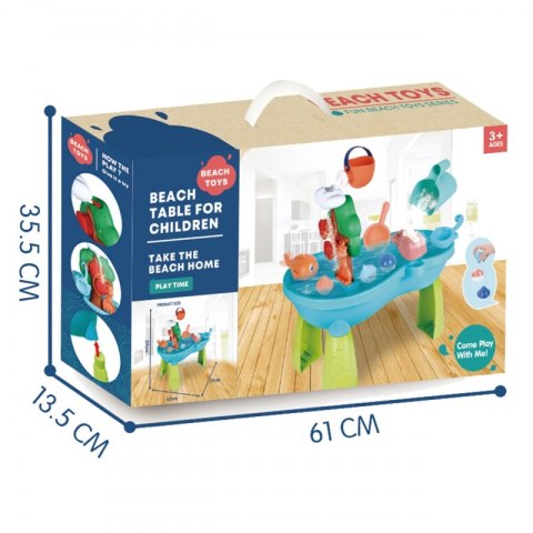 WOOPIE Stolik Wodny 2w1 Piaskownica Wodospad 10 akc.