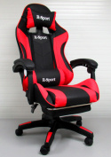 Fotel Gamingowy K4 R-Sport CZERWONO-CZARNY z podnóżkiem+masażer