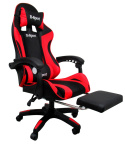 Fotel Gamingowy K4 R-Sport CZERWONO-CZARNY z podnóżkiem+masażer