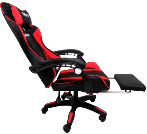Fotel Gamingowy K4 R-Sport CZERWONO-CZARNY z podnóżkiem+masażer