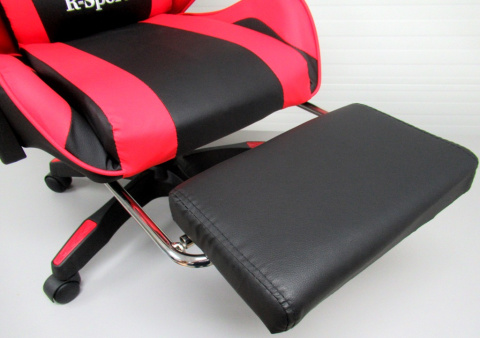 Fotel Gamingowy K4 R-Sport CZERWONO-CZARNY z podnóżkiem+masażer