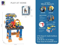Interaktywny Warsztat Samochodowy 4w1 dla dzieci 3+ Stolik narzędziowy + Myjnia + Stacja Paliw + Autko do naprawy + Wiertarka