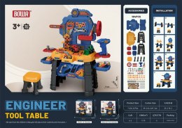 Warsztat z Narzędziami dla dzieci 3+ Zestaw Majsterkowicza 184 el. + Interaktywna Wkrętarko-wiertarka + Akcesoria