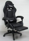 Fotel Gamingowy K4 R-Sport CZARNY z podnóżkiem+masażer