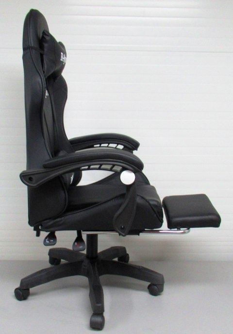 Fotel Gamingowy K4 R-Sport CZARNY z podnóżkiem+masażer