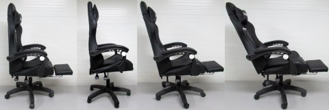 Fotel Gamingowy K4 R-Sport CZARNY z podnóżkiem+masażer